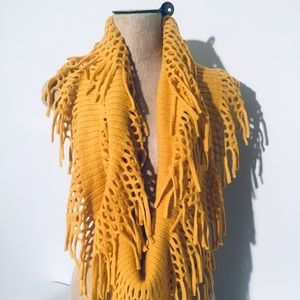 Gold Colored Fringe Infinity Scarf